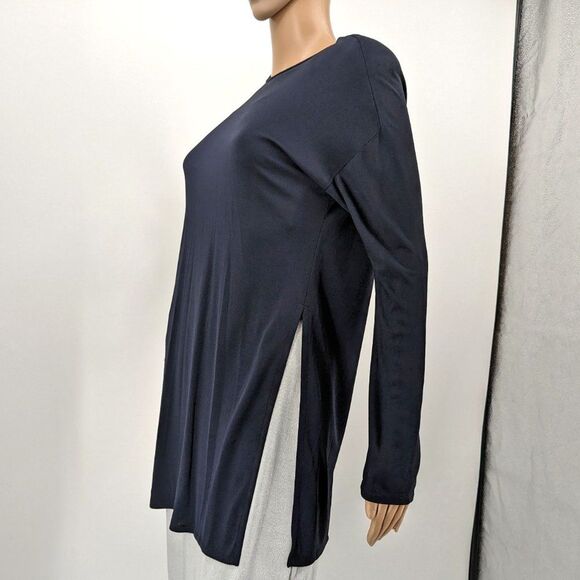 Vintage Yeohlee New York Tunic Blouse Navy Blue Shoulder Pads Size Large - Picture 3 of 14